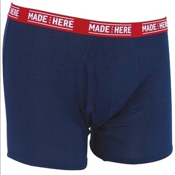 MADE HERE Men’s All American Boxer Brief Navy/Red - Picture 2 of 4